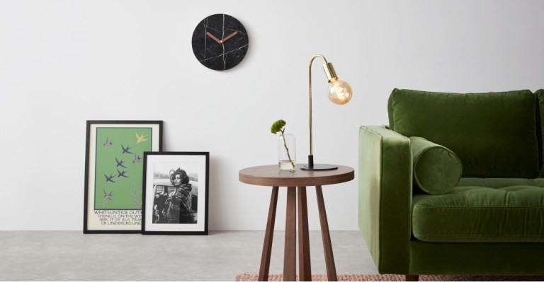 Black marble and copper clock