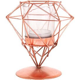 Something Different Geometric Candle Holder On Base, Copper